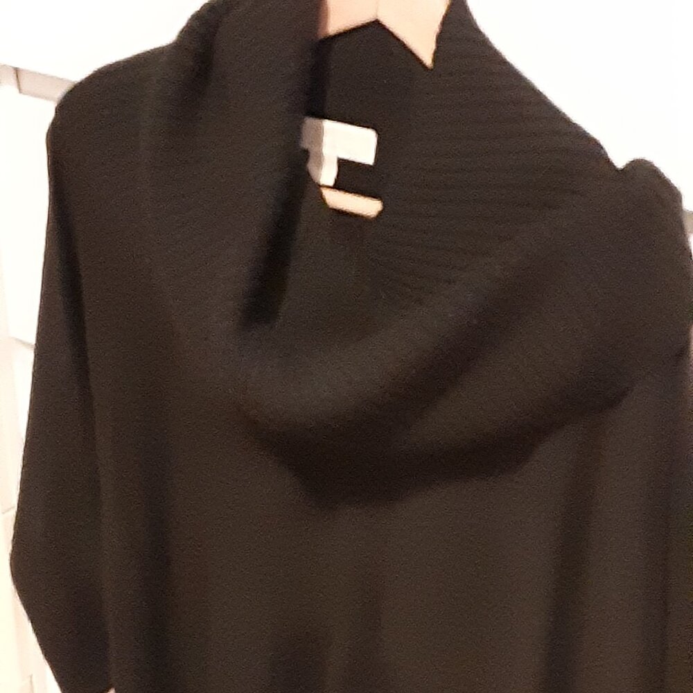 Michael Kors black wool swing poncho with detachable cowl neck